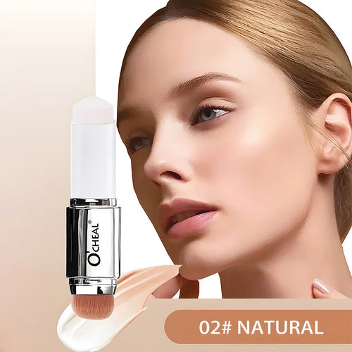 Bastão de Base 2 em 1 com Mudança de Temperatura para Cobertura Facial, Imperfeições e Poros, Base Matte Dupla Face em Creme para Maquiagem